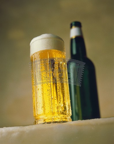 /dateien/uh60141,1265224275,Kaltes Bier in hohem Glas vor Bierflasche-155294
